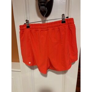 Calla Athletic Shorts Orange Perforated Trim Elastic Waist Zip Pocket Women Sz S